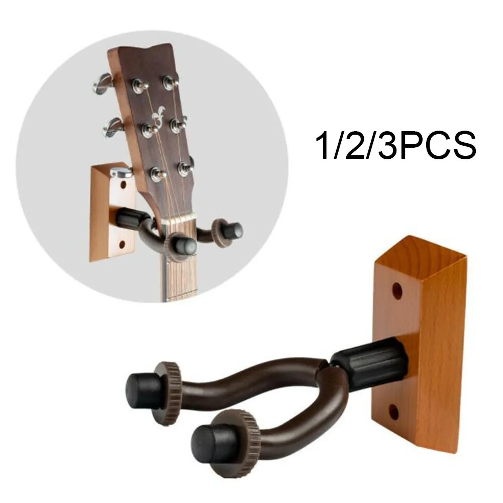 

1/2/3pcs Wooden Guitar Hanger Stand Holder Hooks Display Wall Mount Heavy Duty Ukelele Uke Stringed Instrument Holder Elegant