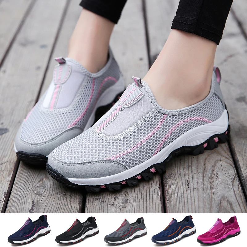 

Mens Walking Shoes Summer Convenient Slip-on Mesh Casual Shoes Ladies Outdoor Breathable Comfortable Non-slip Women Sneakers