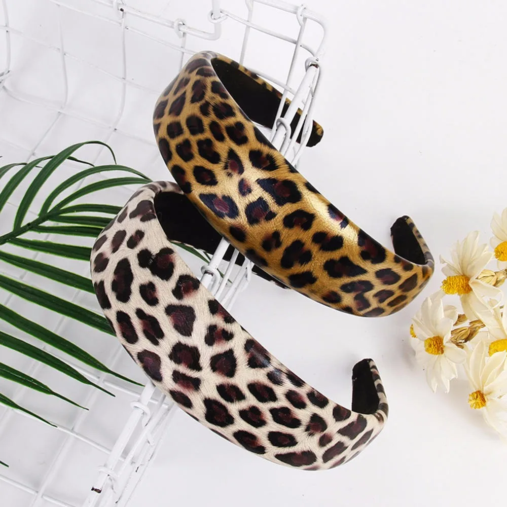 1 шт. женская кожаная с леопардовым принтом повязка для волос повседневной