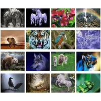 5d diy diamond painting nature scenery mosaic embroidery animal lion tiger tree frog bird for living room decor painting gift