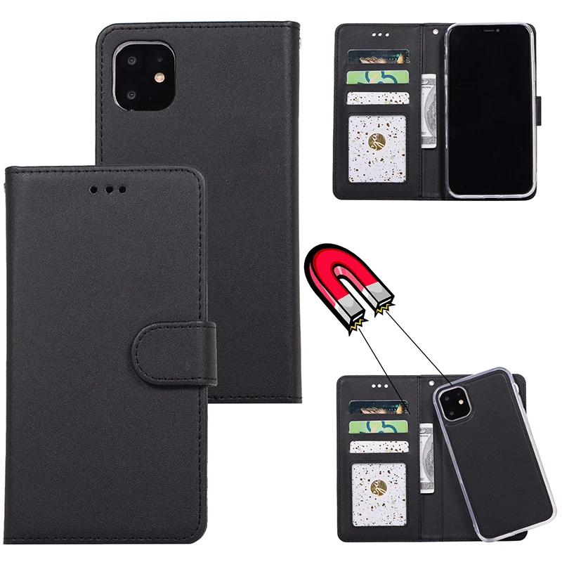 Съемный магнитный кожаный чехол-кошелек 2 в 1 для iPhone 12 Mini 11 Pro Max XS XR X 8 7 6 6S Plus SE