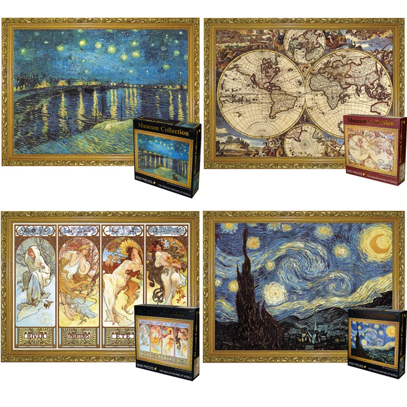 3000 шт. всемирно известный Звездная ночь толще Бумага головоломки высокое