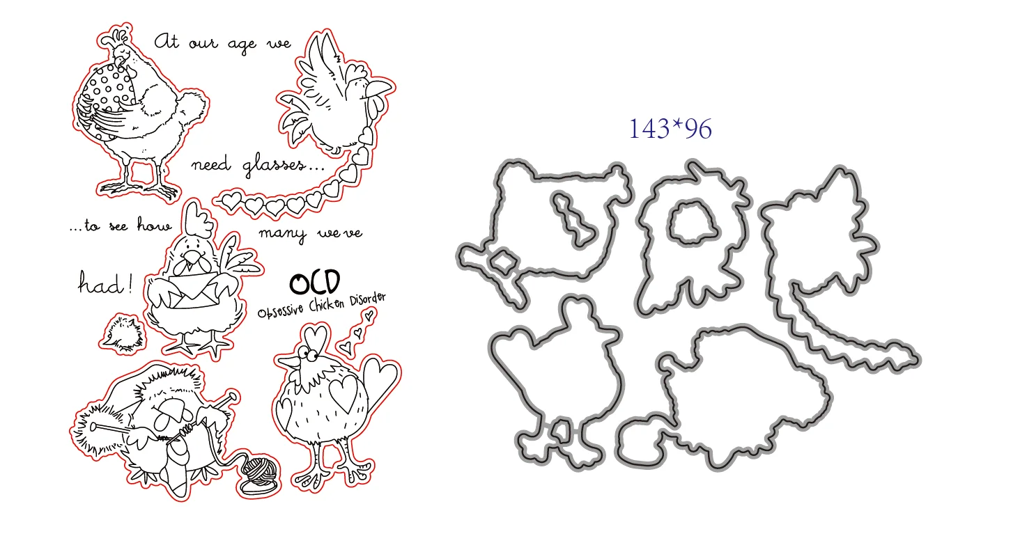 Прозрачный силиконовый штамп и металлический для вязания цыпленка скрапбукинг