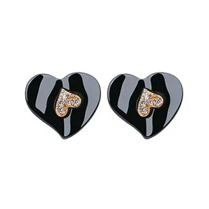 Black Rose Gold Сердце серебряного цвета Женская Сережка-гвоздик модные аксессуары сладкое сердце Кристалл Короткие Элегантные серьги-гвоздики для женщин ювелирные изделия - Окраска металла: Black Rose Gold