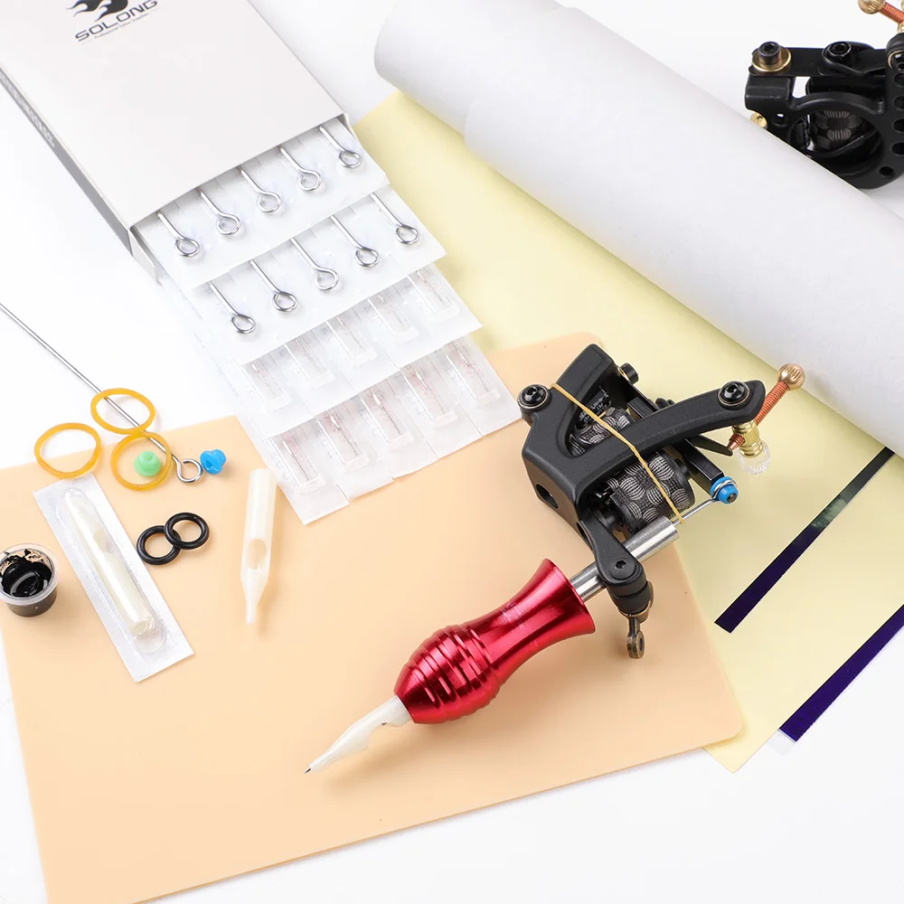 Клеймо татуировки Полный комплект 2 машины 1 источник питания 10 чернил ручки 20