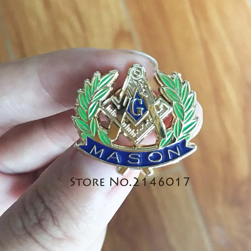 

1pcs Square and Compass G Mason Enamel Pins Brooch Freemason Metal Custom Badge Blue Lodge 1'' Masonic Wreath Hat Lapel Pin