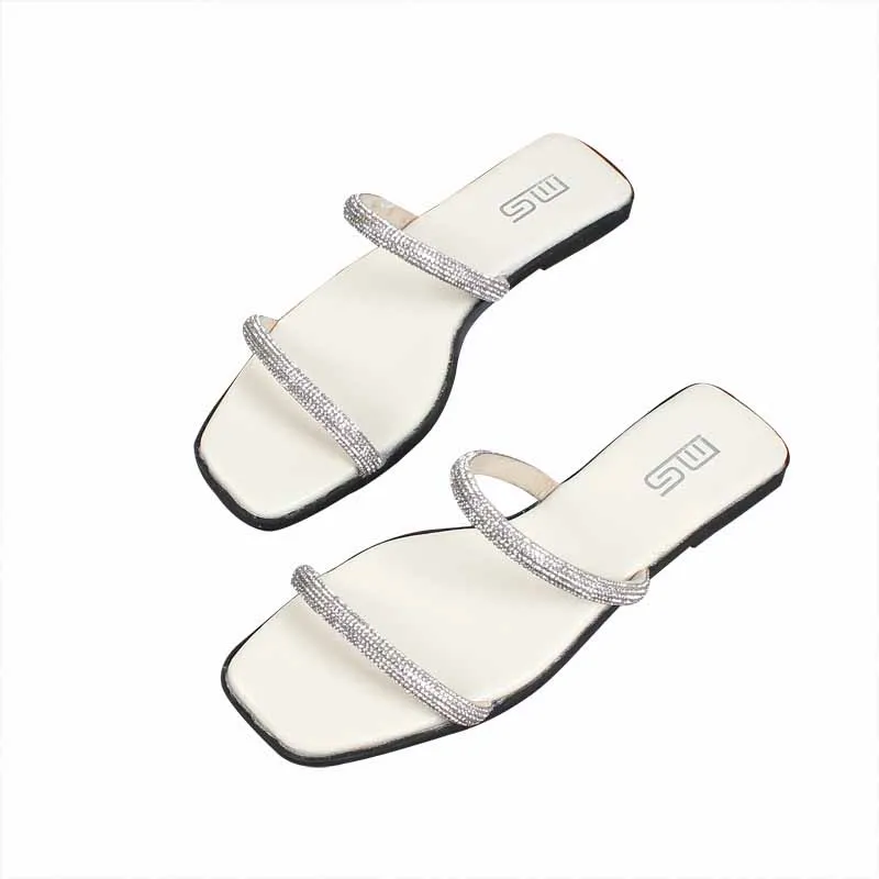 

Shoes Woman's Slippers Glitter Slides Fashion Rubber Flip Flops 2021 Jelly Luxury Flat Soft Hawaiian Crystal Basic Bonded Leathe