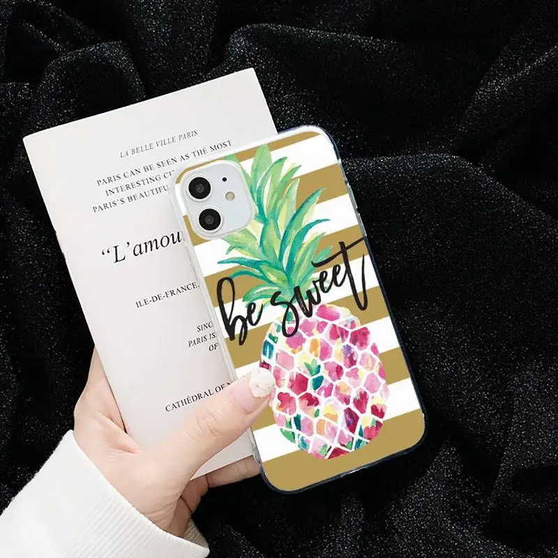 

Pineapple Fruit summer color Phone Case Transparent soft For iphone 5 5s 5c se 6 6s 7 8 11 12 plus mini x xs xr pro max