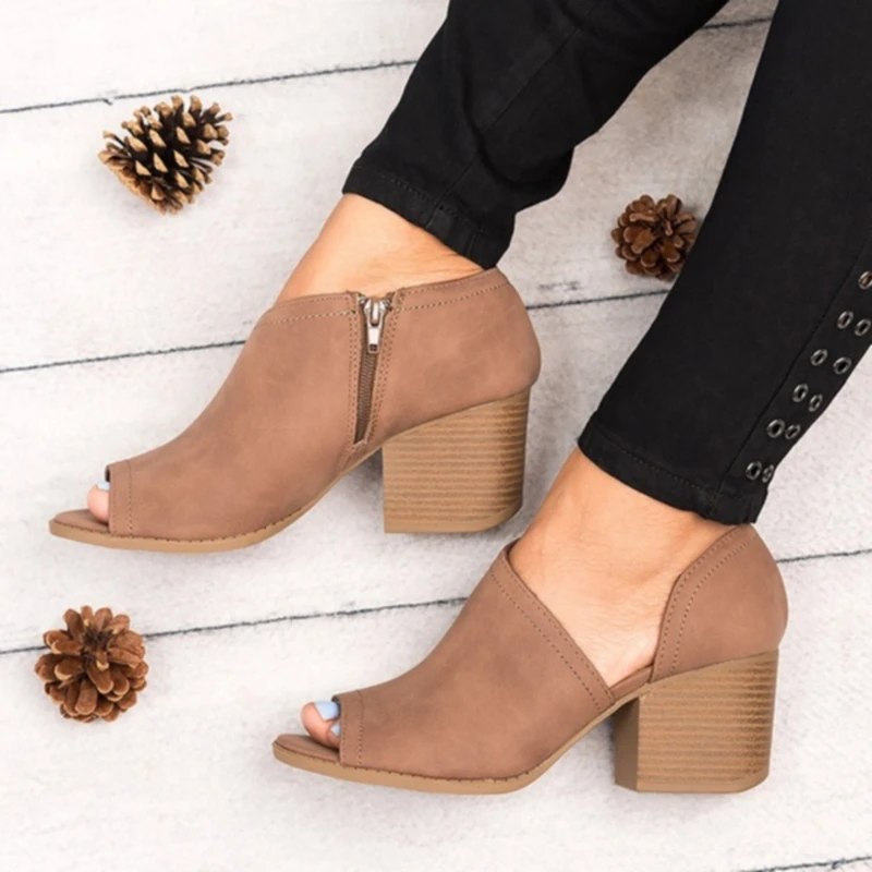 

High-heeled Fish Mouth Ankle Booties Women's Fashion Casual Non-Slip Boots Women Boots 2020 New