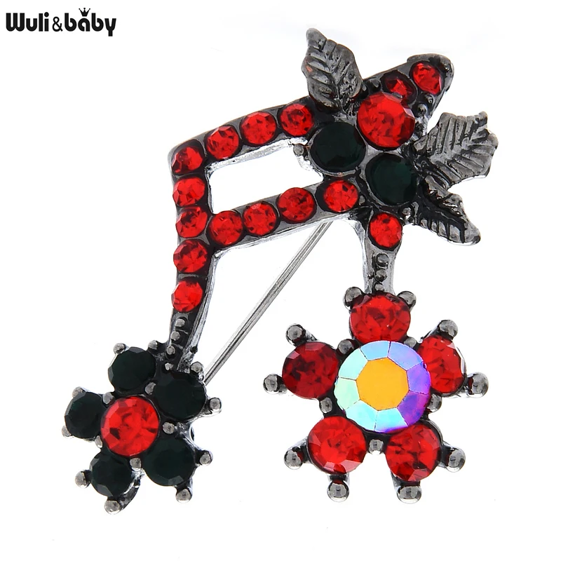 

Wuli&baby Rhinestone Flower Music Note Brooches For Women Men Red Blue Musical Lover Party Casual Brooch Pins Gifts
