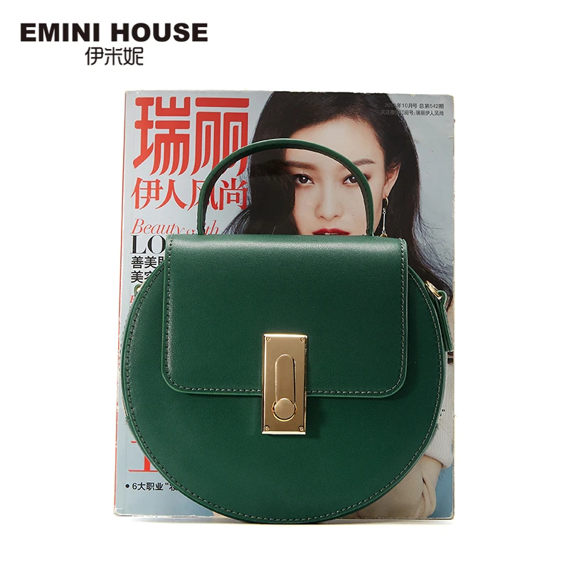 EMINI HOUSE, лоскут, спилок, кожа, верх-ручка, сумки, ремешок на цепочке, женская сумка на плечо, круглая форма, сплошной цвет, сумки через плечо для женщин