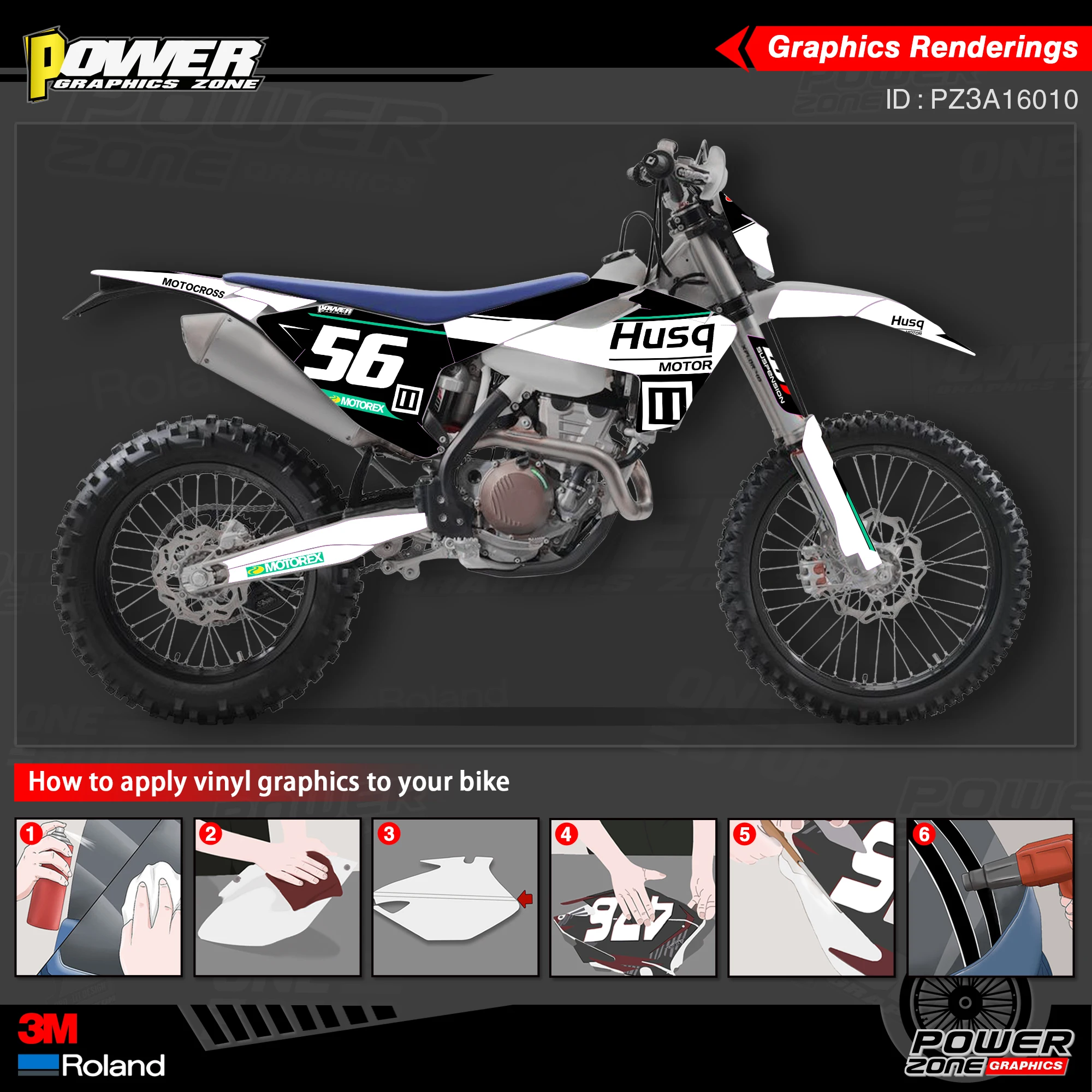 PowerZone Custom Team Graphics Decals 3M Stickers Kit For Husqvarna Sticker 2016-18 TC FC TX FX FS 2017-19 TE FE 125-450cc 10 | Автомобили