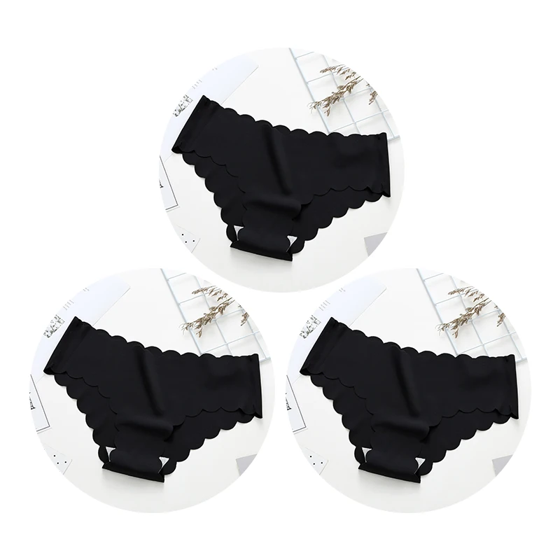 3PCS Black 3 шт. бесшовные трусики для женщин, сексуальное дамское нижнее белье, женские трусики, модные удобные женские трусики с низкой талией - Цвет: 3PCS Black