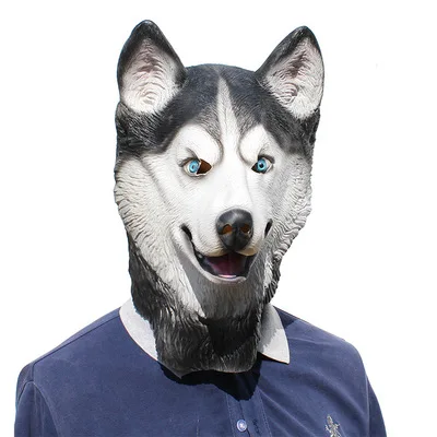 husky1 Хэллоуин Маскарадная маска забавная жуткая Лошадь Единорог Альпака голубь резиновая маска животного латекс вечерние Панда Маска животного Дети вечерние - Цвет: husky1