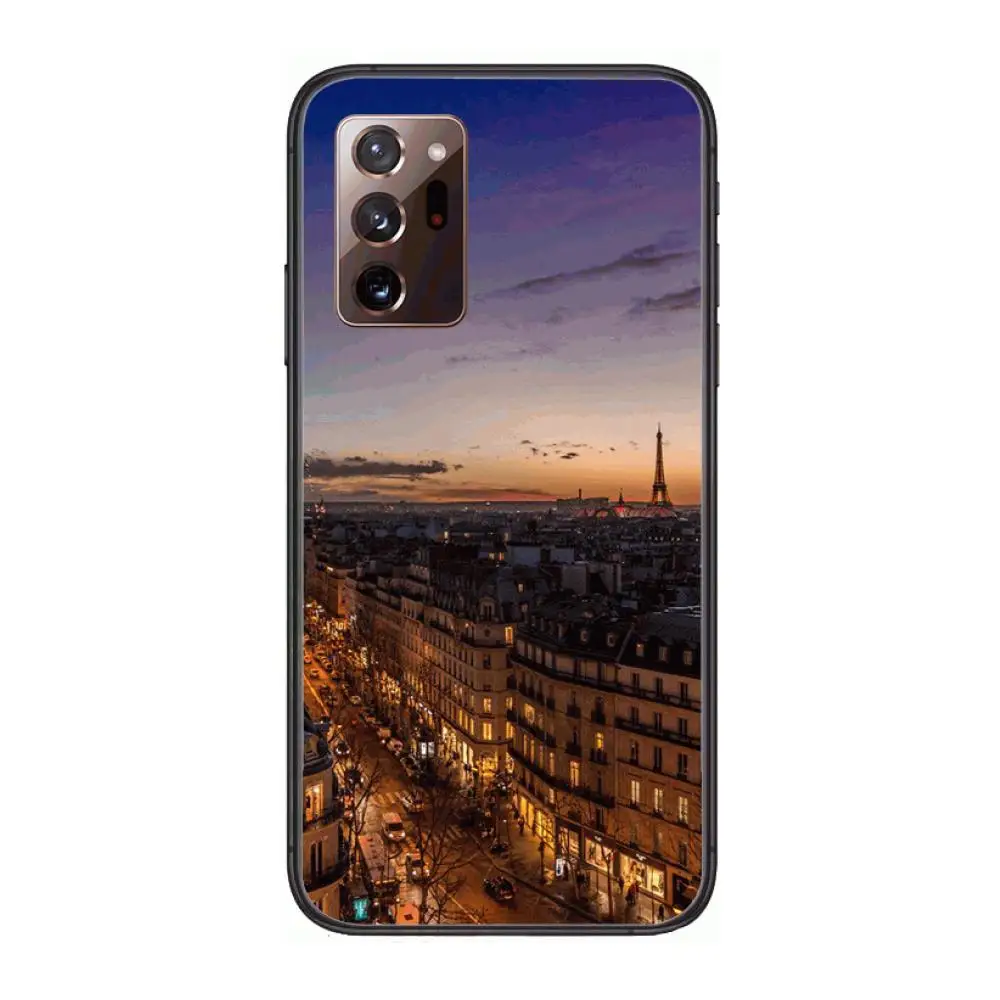 

Eiffel tower Phone Case cover hull For SamSung note20 10 9 8 4 pro plus black prime soft bumper Transparent