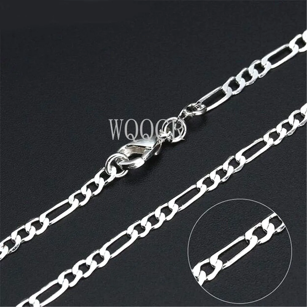 

Wholesale 5PCS Of Bulk 925 Embossed Silver 2.5MM Figaro Chain 16",18" ,20",22",24",26",28",30Inches Applicable pendant