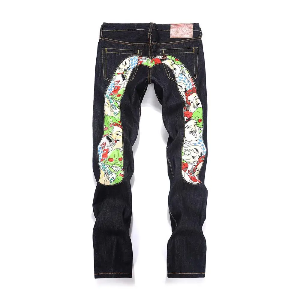 Новинка года; модные повседневные мужские Джинсы Evisu наивысшего качества в стиле хип-хоп с вышивкой; Аутентичные Мужские дышащие прямые брюки - Цвет: Зеленый