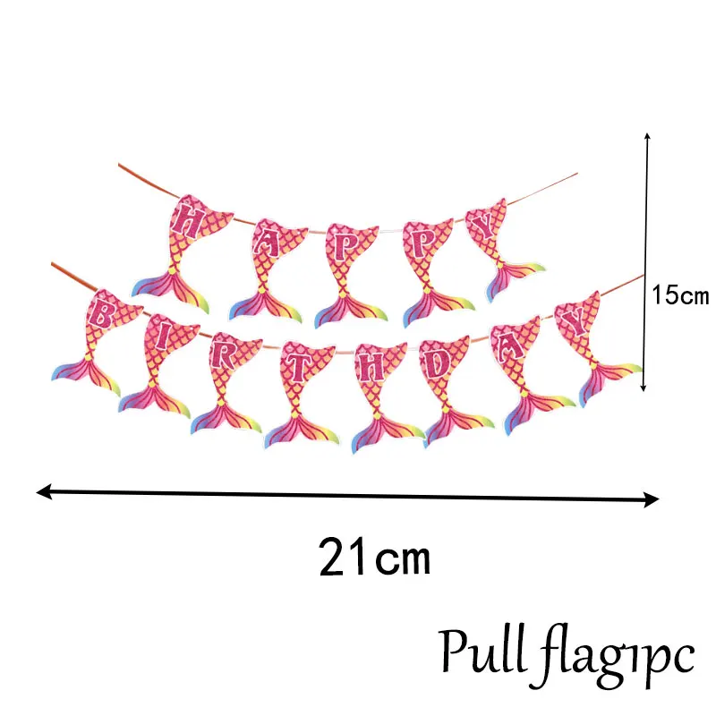 pull flag1pc Русалка тема вечерние день рождения одноразовая посылка Конфета "Русалка" коробка вечерние воздушные Шары Баннер для свадебного оформления baby shower вечерние украшения - Цвет: pull flag1pc