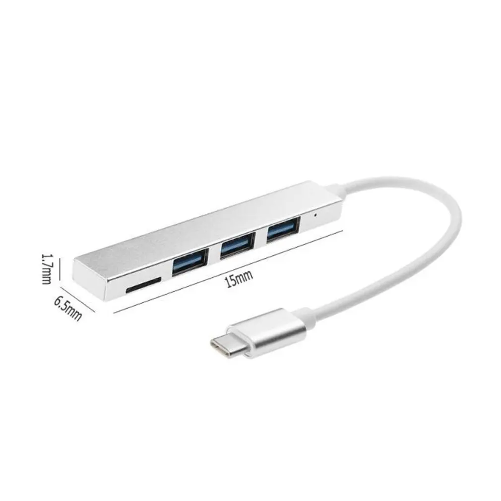 4 в 1 USB 3.0 Type C концентратор на 3 из магниевого сплава с TF ридером слотом порта для