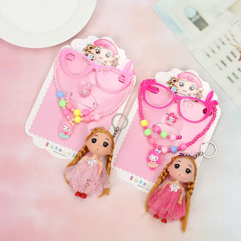 Косметические игрушки пластиковый Ювелирный Набор для девочек ожерелье с куклой