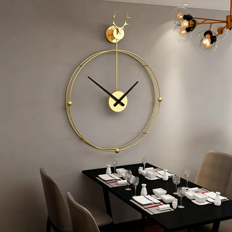 

Golden European Style Large Wall Clocks Home Decor Living Room Decoration Silent Metal Clock Mechanism Kitchen Wall Watch Gift