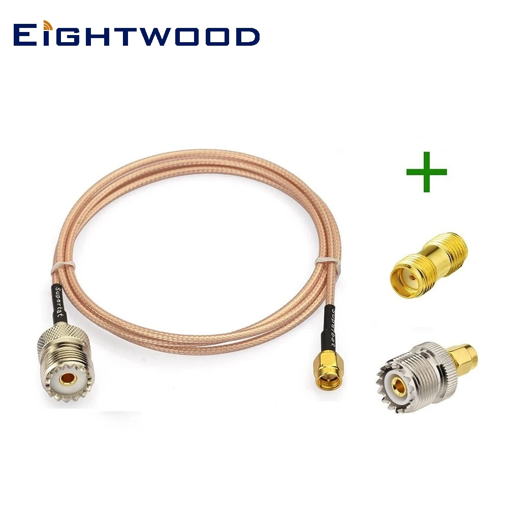 Eightwood RF Coax SMA Male к UHF Female SO 239 кабель 1 м + 2 шт SO239 адаптер для радиочастотных