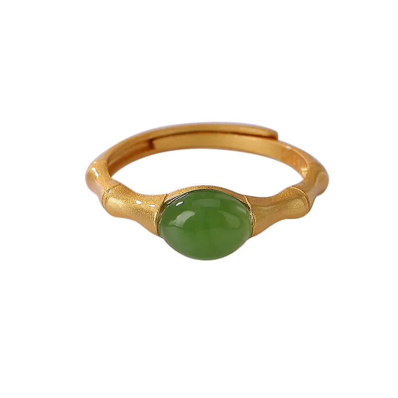 

Женское кольцо из бамбука с натуральной яшмой