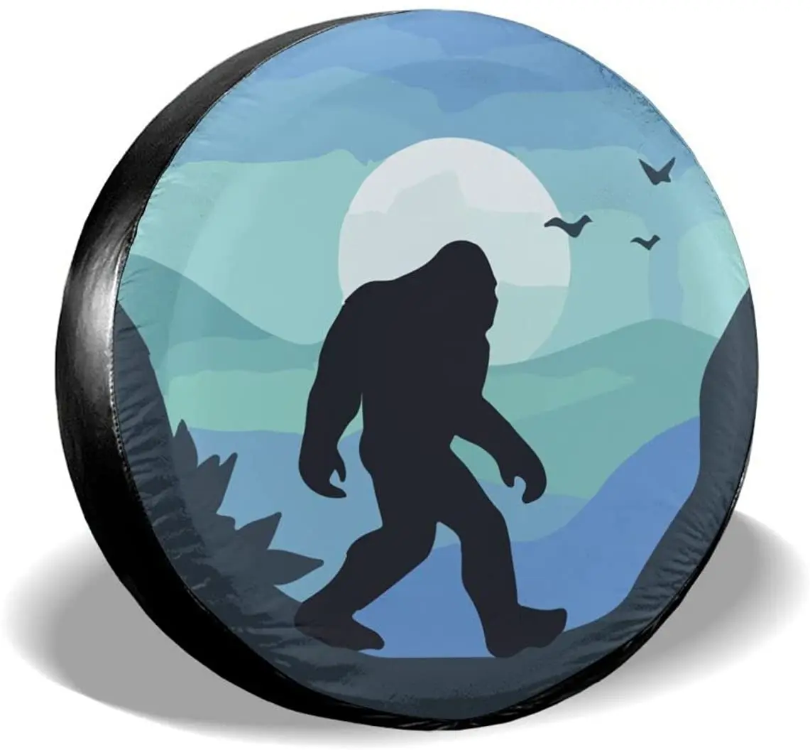 

cozipink Bigfoot Nature Scenery Camping Spare Tire Cover Wheel Protectors Weatherproof Wheel Covers Universal Fit