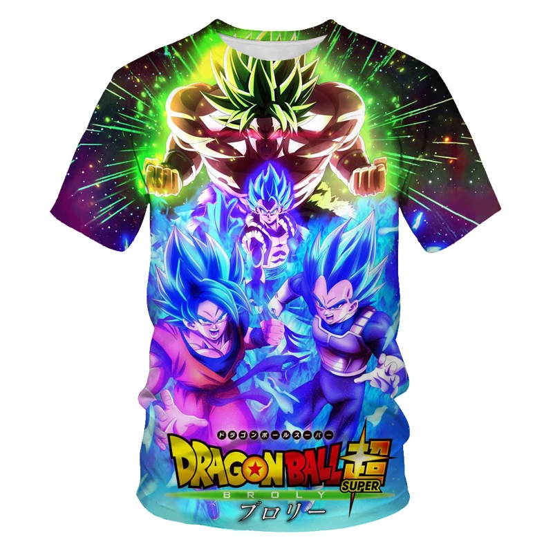 

Solid color student hot-selling sweatshirt fashion men's sports comfortable 3D short-sleeved cool Goku 3D anime pattern T-shirt