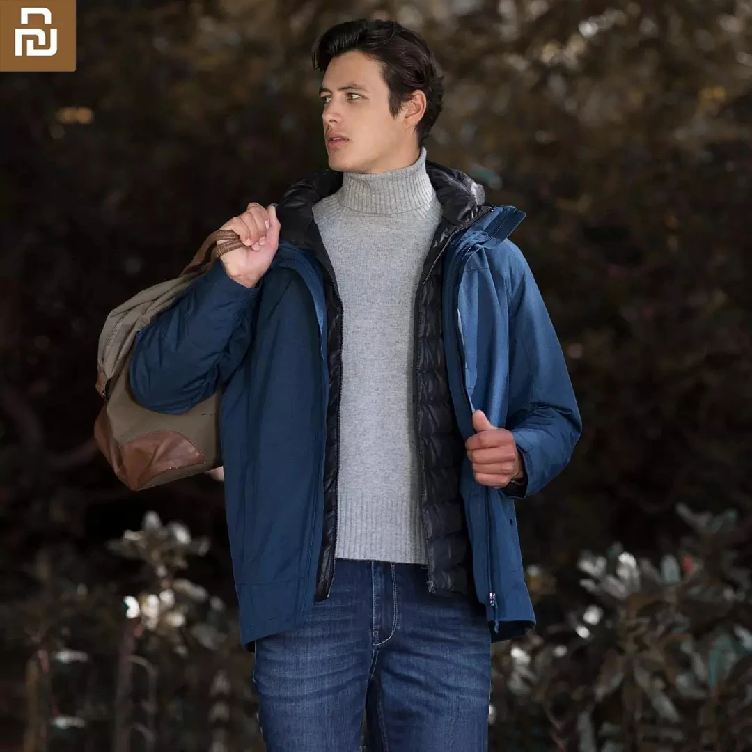 

Куртка-пуховик Youpin с температурным контролем, зимняя ветрозащитная Водонепроницаемая многозонная теплая куртка на утином пуху