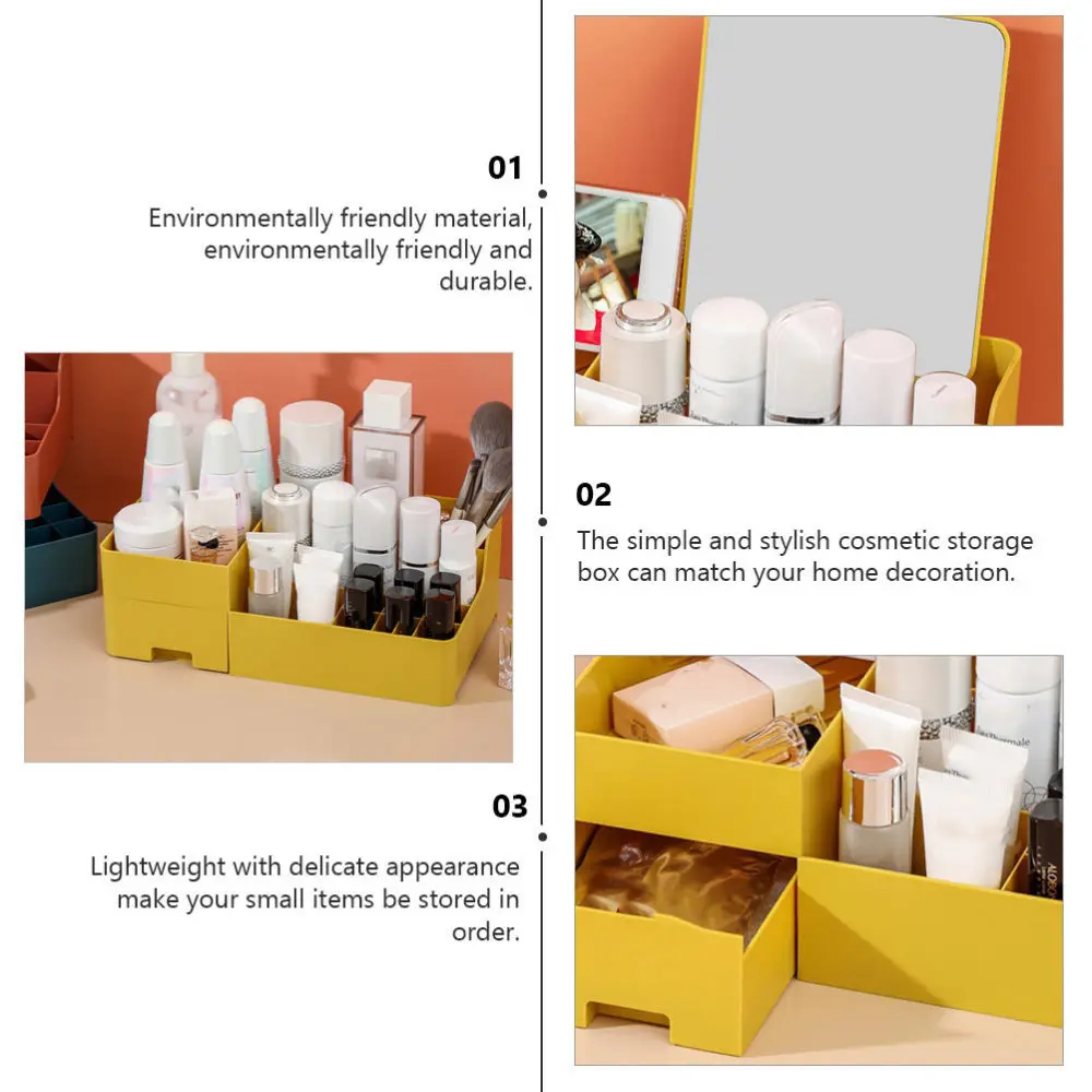 

1pc Creative Desktop Makeup Box Creative Cosmetic Storage Box (Yellow)