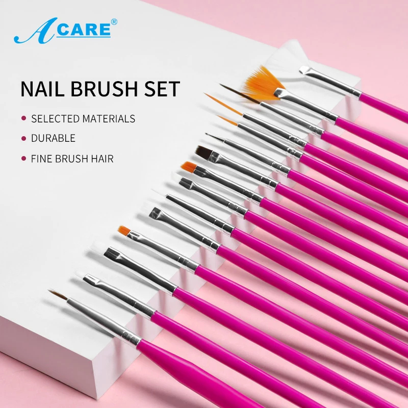 

ACARE 15Pcs/Set Nail Brush For Manicure Gel Brush For Nail Art Nail Brush Acrylic Liquid Powder Carving Gel Brush