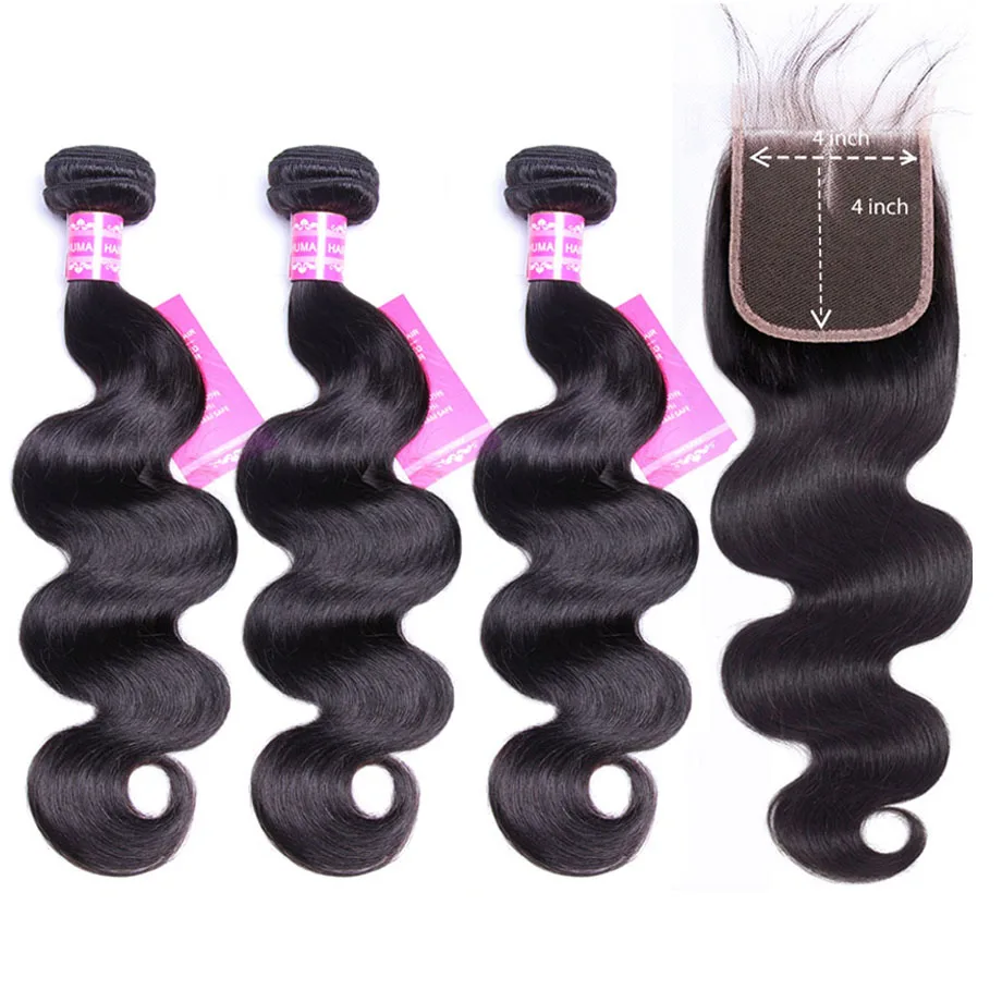 

Body Wave Bundles With Closure Remy Peruvian Human Hair Bundles With 4x4 Closure Lace Closure Human Hair Extension Vrvogue Hair