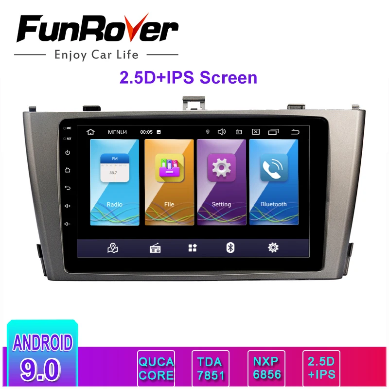 FUNROVER 2.5D+ ips Android 9,0 " 2din автомобильный Радио gps мультимедийный плеер для Toyota Avensis 2009-2013 dvd навигация navi стерео BT