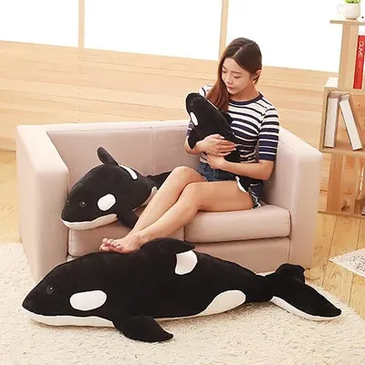 Кукла-подушка Косатка Оркинус Орка черно-белая плюшевая игрушка акула для детей мальчиков и девочек мягкие игрушки.