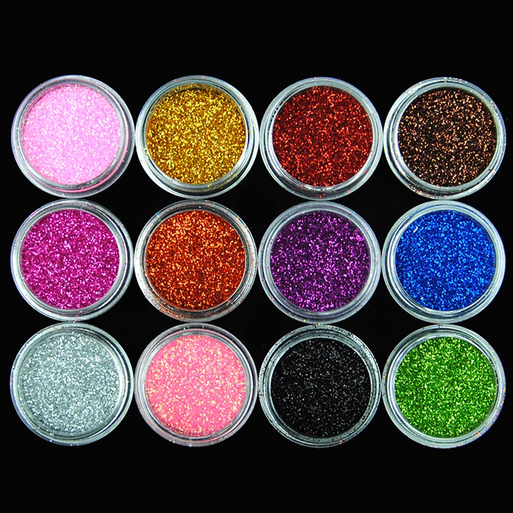 12 Цвет тела блеск акриловая пудра пыли для ногтей маникюр украшение татуировки