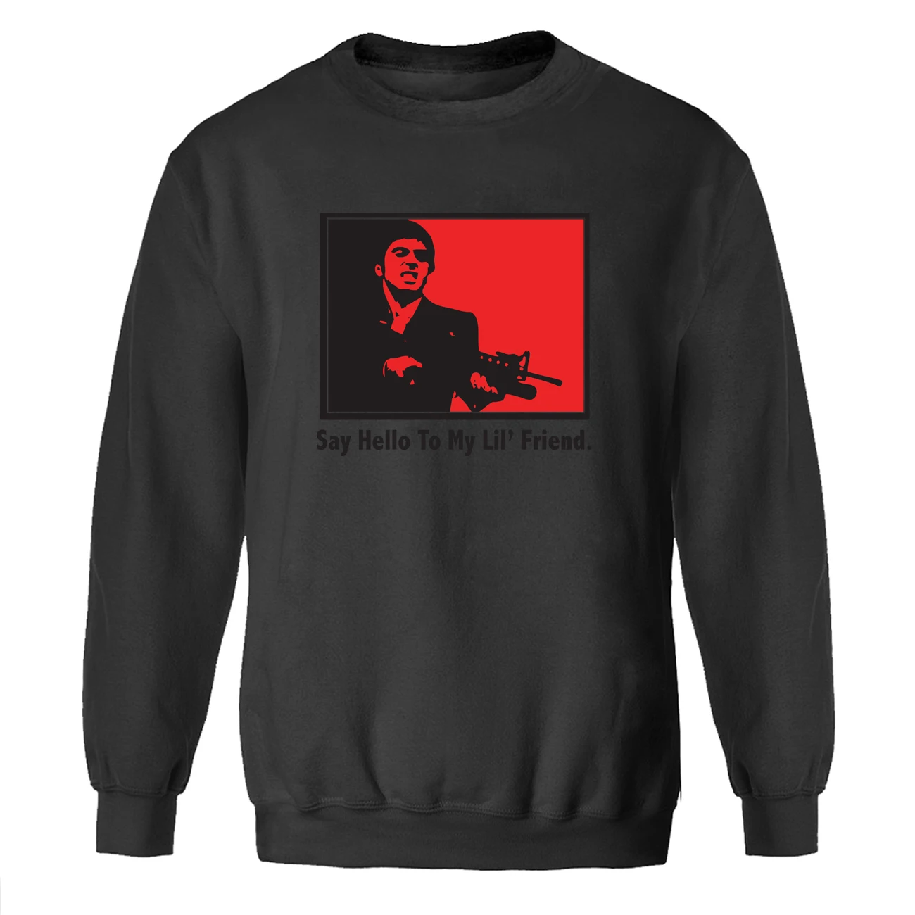SCARFACE Привет мой lil друг толстовки фильм с круглым вырезом толстовка зима-осень флис теплая спортивная одежда - Цвет: Black 6