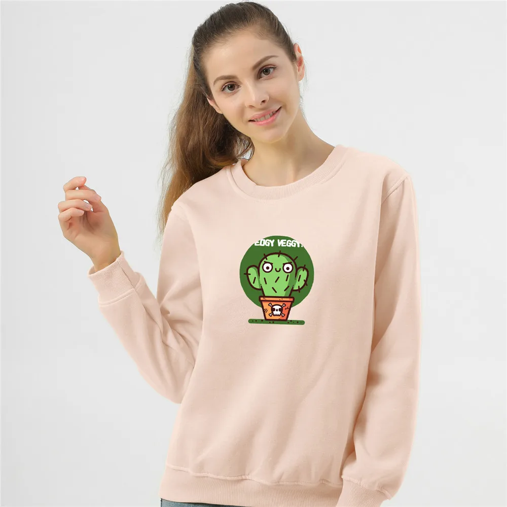 Cute Funny Cactus Sweatshirt Cotton Pullover Plus Size Clothes for Women Cottagecore Aesthetics Warm Harajuku Sweetshirt Girls