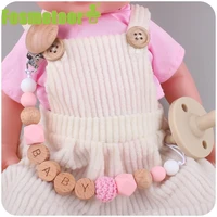 fosmeteor new baby products beech wood clip anti drop chain soothe the baby silicone beads diy name pacifier anti drop chain