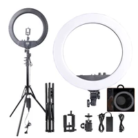 fosoto rl 18bii photographic light camera phone led ring light bi color 3200 5600k makeup ring lamp with tripod and battery slot