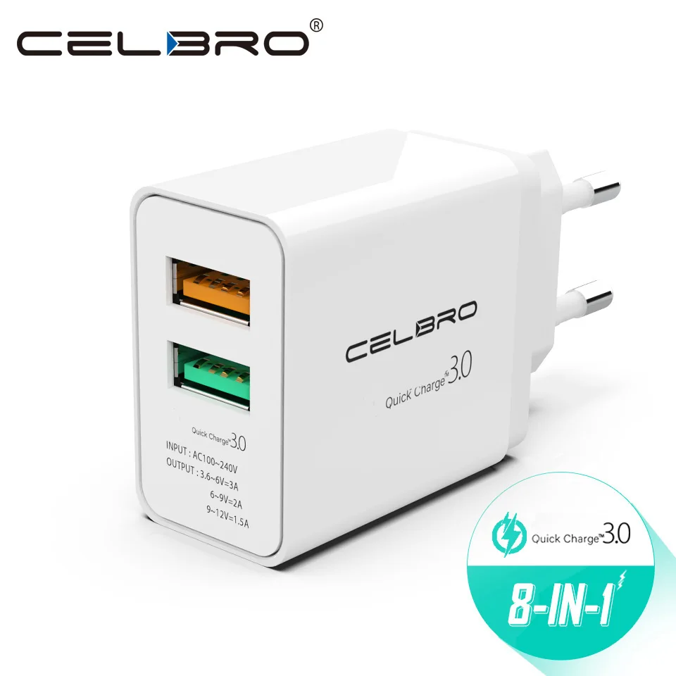Быстрое зарядное устройство USB Quick Charge 3 0 двойное настенное для мобильного