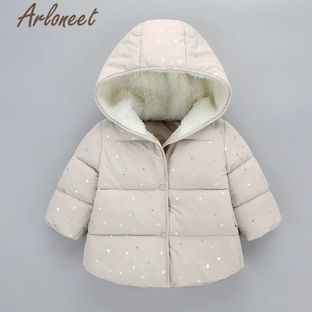 ARLONEET/пальто с героями мультфильмов; зимнее плотное пальто для новорожденных девочек; Верхняя одежда с капюшоном и принтом со звездой; коллекция года; Детское пальто; ветрозащитная верхняя одежда для девочек