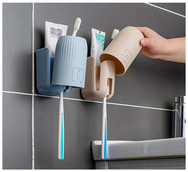 

Настенный держатель для зубной щетки, пасты и полоскания рта