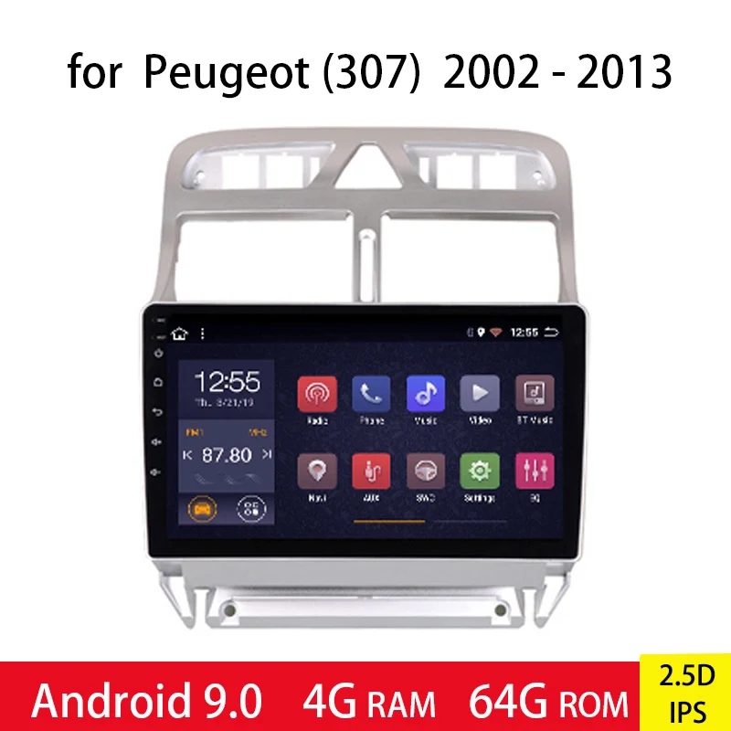 PX6 4G + 64G Android 9 автомобильный DVD видео плеер gps навигация мультимедийный для peugeot 307