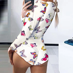 Женский Короткий комбинезон, летний вечерние бинезон с длинным рукавом, принтом и V-образным вырезом, 2020