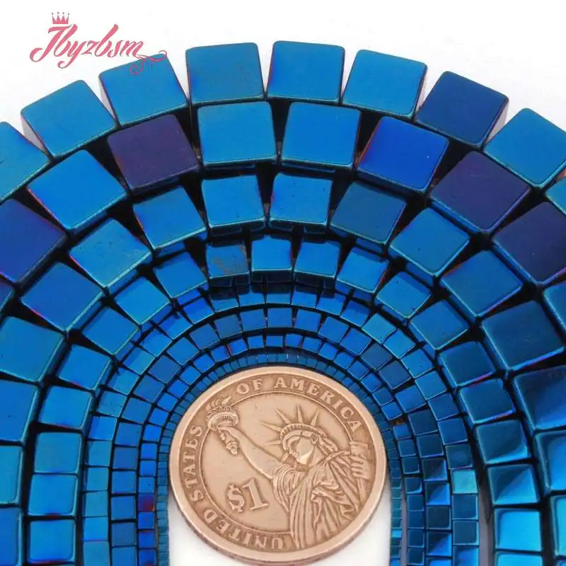 Бусины Из Натурального Гематита нитка 15 дюймов квадратный синий куб 1 10 мм без