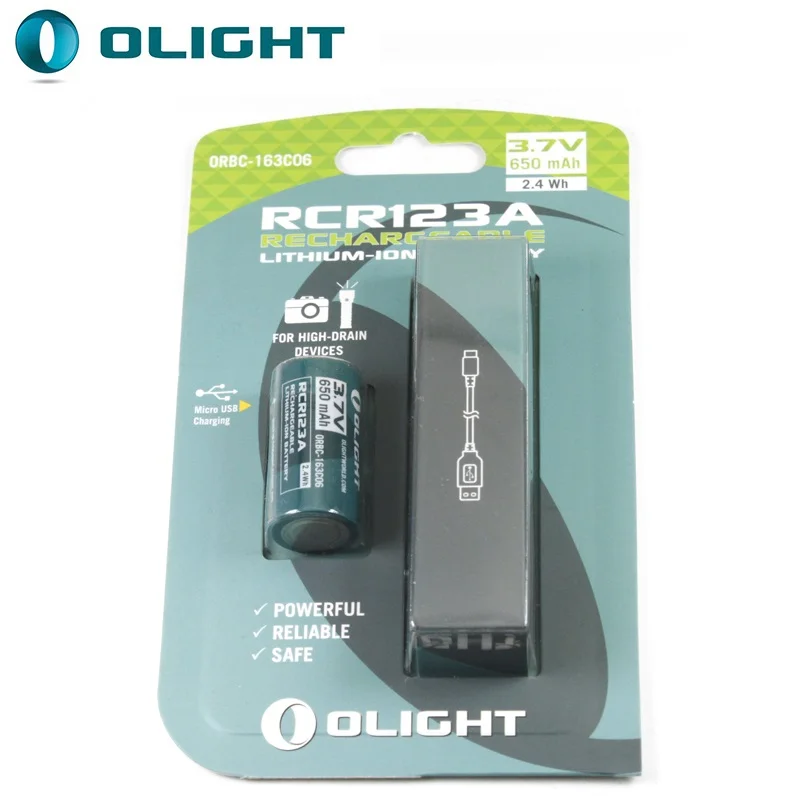 Olight ORBC 163C06 650mAh 3,7 V RCR123A 16340 аккумуляторная литий-ионная батарея