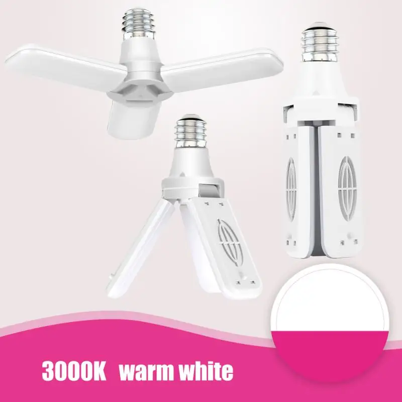 

Deformable LED Garage Light Super Bright Shop Ceiling Lights E27 Led Bulb 30W Foldable Fan Blade Lights 3000K