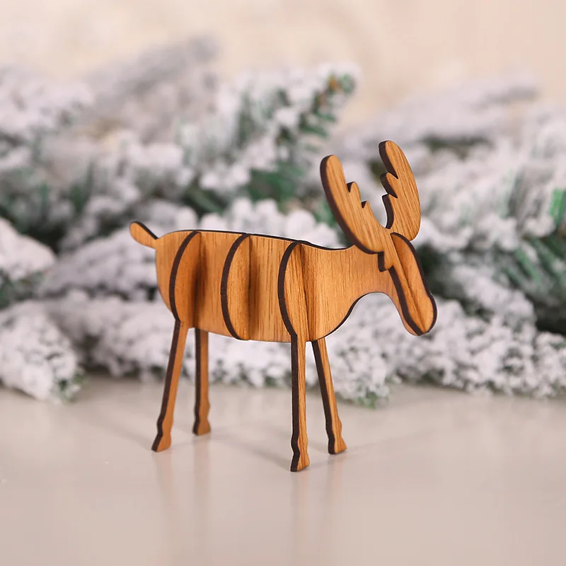 Новинка рождественские деревянные украшения для стола с оленями из дерева лося