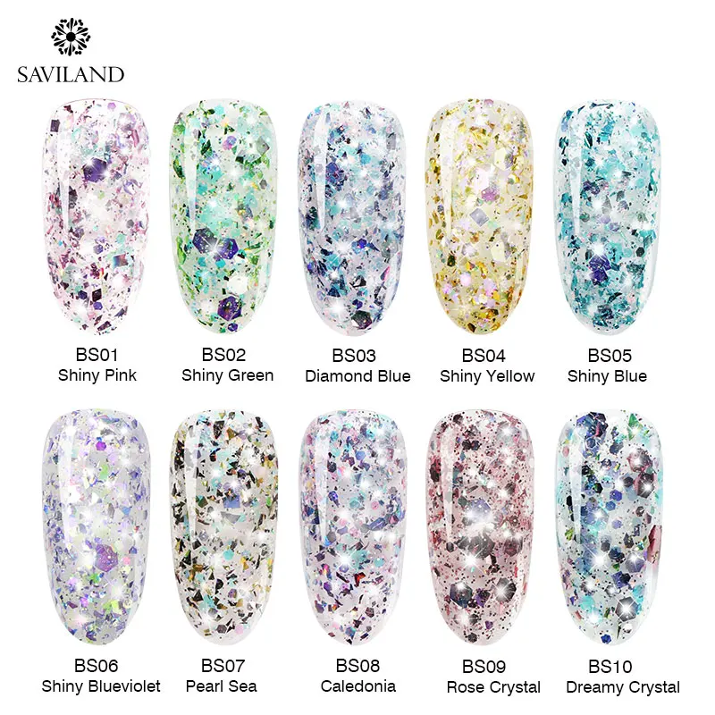 Голографическая блестящая Радужная Гель лак для ногтей SAVILAND блестящий Блестящий